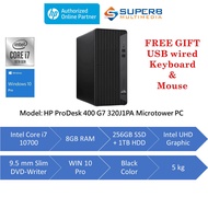 HP ProDesk 400 G7 320J1PA Microtower PC (Intel core i7 10gen, 8gb ram, 256gb ssd + 1tb hdd, intel uh