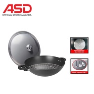 ASD 40cm Induction Hard Anodized Steamer Wok Pan with Stainless Steel Cover /  Induction Chef Wok / 