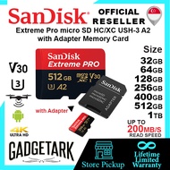 SanDisk Extreme Pro 32GB I 64GB I 128GB I 256GB I 400GB I 512GB  microSDXC USH-3 A2 R200mb/s W140mb/