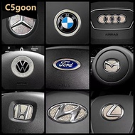 C5GOON 1Set Bling Diamond CarI nterior Steering Wheel Logo Decal Sticker Accessories Metal Emblem Fi