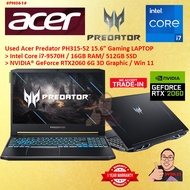 #AP061 USED ACER PREDATOR PH315-52 Gaming Laptop intel i7-9750H 16GB 512GB SSD NVIDIA RTX2060 RTX 20