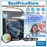 BPS 4in1 Portable Fan Air Cooling USB Aircond Humidifier Purifier Mist Cooler 7 LED Ngh Light Kipas