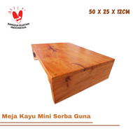 Meja Kayu Mini Serba Guna 50x25x12cm - Mini Table - Meja Monitor Rak Laptop Stand - Meja Tanaman Hia