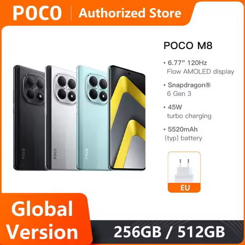 Global Version Mobile Phones POCO M8 5G Smartphone Snapdragon® 6 Gen 3 6.77' Flow AMOLED Display 552