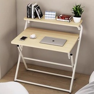 （ไม่ต้องประกอบ)โต๊ะทำงานไม้ ชั้นวางของ พับได้ ไม่ต้องประกอบ โต๊ะคอม โต๊ะพับ ชั้นวาง 80x50x92.5cm
