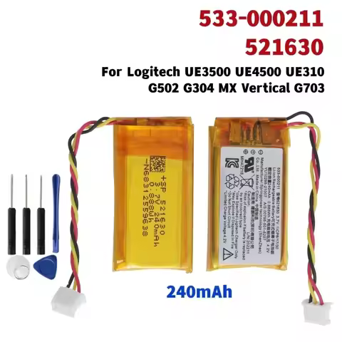 533-000211 521630 240mAh For Logitech G PRO X 304 502 703h UE3500 UE4500 UE310 G502 G304 MX Vertical