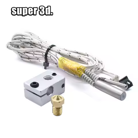 V6 Heating Kit 12V/24V 50W 0.4mm Nozzle 100cm Heating Tube Cable for 1.75mm 3D Printer Accessories E