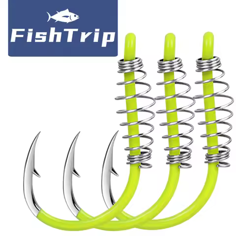 FishTrip Fishing Spring Hook 20-80pcs Fluorescent Green Hook Carp Hook Bait Hook Extra Strong Fishin