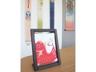 京都手繪亞麻畫框-惠比壽與鯛