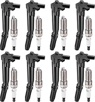 BDFHYK 8 Ignition Coil Pack UF834 and 8 Iridium Spark Plug 6590 Compatible with F250 F350 E350 E450 
