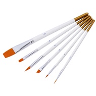 Hot single item 6 pcs/set nylon Paint Brush Hair white rod multi-function brush gouache watercolor oil Manicure brush set