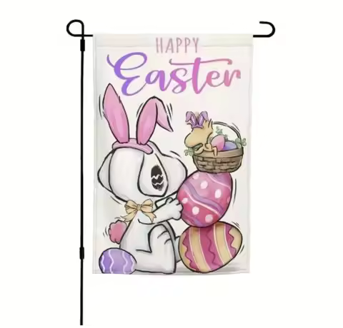 *NEW* Easter Snoopy PEANUTS Garden Flag Double Sided Woodstock Bunny Fun