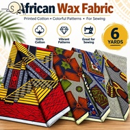SUEREN Ankara Fabric - Colorful Patterned Soft Cotton, 6 Yards for Sewing