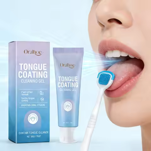 Tongue Cleaner Gel & Brush Set - Fresh Breath Oral Care Kit with Tongue Scraper Removes Coating&Bact