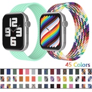 สายรัดสีรุ้งเหมาะสำหรับ Apple iwatch S7/8 นาฬิกาสายยางยืดแบบรอบเดียว  Rainbow Watch band Suitable for Apple iwatch S7/8 hand form circle knitted elastic watch band Grape Purple 42/44/45MM-S