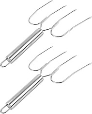 Yardwe Turkey Lifting Forks 2pcs Stainless Steel Turkey Lifter 2Pcs Roaster Poultry Forks Turkey Claws Carving Fork Barbecue Tool for Chicken Ham