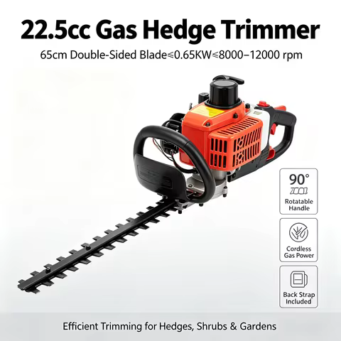 22.5cc 0.65KW Gas Powered Double-Edged Hedge Trimmer 25.59in Blade 8000-12000RPM, 2-Stroke Engine Ha