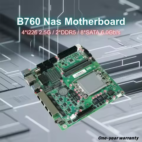 SZBOX B760 Nas Motherboard Support LGA1700 12-14th Gen Core CPU 4*i226 2*DDR5 8*SATA 6.0Gb/s 2.5G LA