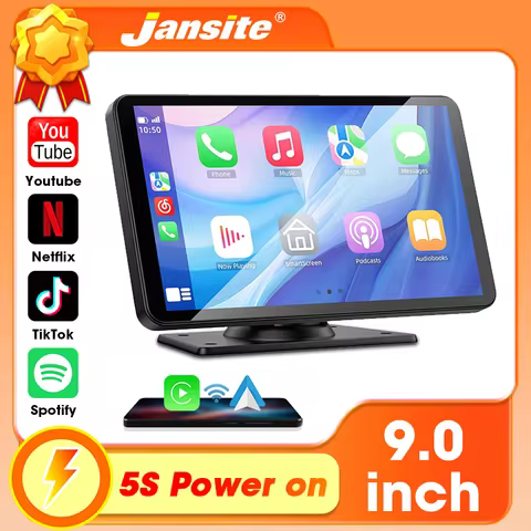 Jansite 9” Wireless CarPlay Android Auto Multimedia Video Player Car Radio IPS Screen With App Store