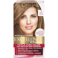 L'Oreal Paris Excellence Creme Permanent Triple Care Hair Color, 7 Dark Blonde, Gray Coverage For Up