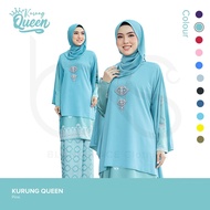 [Baju Kurung Moden] KURUNG QUEEN + CAPE(SKY BLUE) with Batik Pattern Skirt