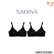 ( Set 2 ชิ้น ) Sabina Soft Collection Level 2 เสื้อชั้นใน ไร้ตะเข็บ ไร้โครง รหัส NBK24003 - สีดำ