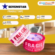 MERAH RED and WHITE FRAGILE DUCT TAPE 2 Pieces (48MM x 80 Y) Red 80Y