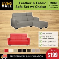 Living Mall Harper Series Leather And Fabric Sofa Set 1/2/3 Seater With Chaise In 8 Colours.