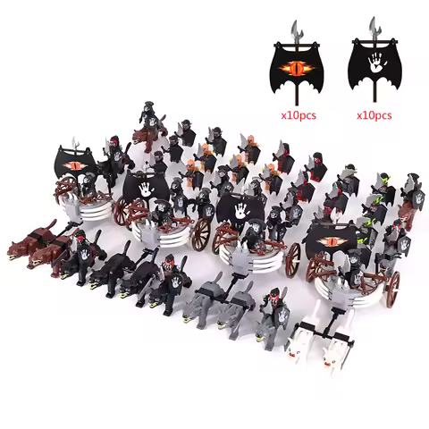 MOC Medieval lotr Figures Black Wolves, Mounted Chariots Legion Lotte Action Dolls Brick Dolls Assem