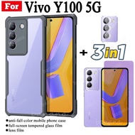 3 in 1 Vivo Y100 Shockproof Phone Case for Vivo Y28 Y27 Y17S Y03 Y15S Y15A Anti-blue Ray Tempered Glass+Lens Film