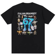 6 7 Italian Brainrot 6 7 Meme Men's Fashion Street Hip Hop Round Neck Cotton T-shirt