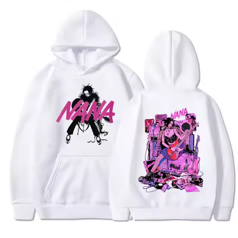 y2k clothes Male and female Nana printed hooded sweatshirt long sleeved sweatshirt retro style Y2K H