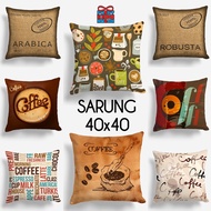 Sofa Cushion COVER Print Motif Cafe Coffee Kopi Aesthetic 40x40 cm - Pusat Kado