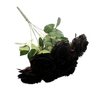 Black Artificial Rose Flower Bouquet, Fake Rose 7 Blooms 9 Blooms, Home wedding Decoration