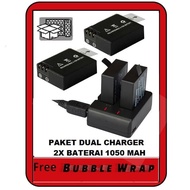 ORIGINAL Paket Action Cam Dual Charger + 2 batrai u/ B-PRO 5 Kogan