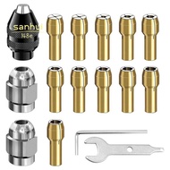 16Pcs Drill Chuck Collet Set, 1/32 to 1/8inch Drill Chuck Collet Set with 11Pcs Brass Collet, 3Pcs C