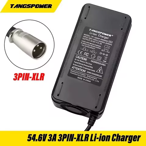 54.6V 3A Lithium Battery Charger For 13S 48V Li-ion Battery Fast Charging 3-Pin XLR Connector With C