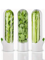 1/2入組蔬菜保鮮莢草本植物保鮮蔬菜香菜容器適用於冰箱，保持瓶裝草本保鮮，專為薄荷冷藏庫而設，保持綠色新鮮2-3周冰箱廚房用品