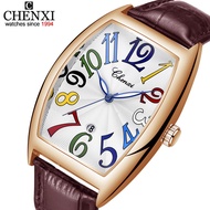Men Watches Top Brand Luxury CHENXI Tonneau Quartz Watch Men's Leather Waterproof 30M Watches Business Fashion Date Male Clock