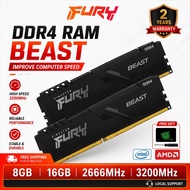 [Local Stock]Fury Beast RAM DDR4 4GB/8GB/16GB 2400/2666/3200/3600 MHz PC RAM PC4 DIMM Gaming RAM Des