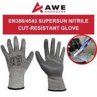 Supersun Nitrile Cut Resistant Glove EN388 4543 Safety Work Gloves Anti Cut Grip Durable