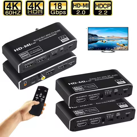 2x1 HDMI-compatible Switch eARC Audio Extractor eARC Audio Extractor ARC Optical Toslink HDMI-compat