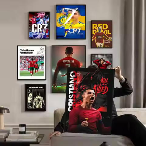 C-Cristiano Ronaldo CR7 Movie Sticky Posters Retro Kraft Paper Sticker DIY Room Bar Cafe Aesthetic A