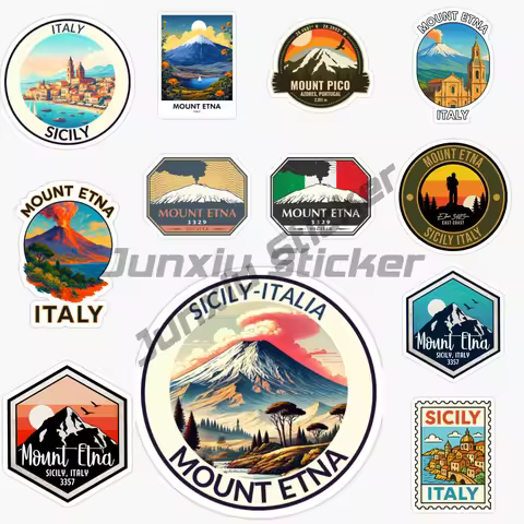 Mount Etna in Sicily, Italy Car Sticker Motorcycle Van Bicycle Moto Laptop Wall Room Car Window Deco