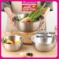 3 in 1Stainless Steel Bowl Salad Bowl with Scale Cooking Bowl Egg Beating Noodle Bibimbap Bowl