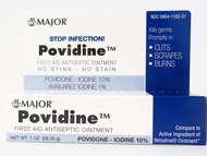 Major Povidine Povidone Iodine 10% First Aid Ointment 1 Oz / 28.35gm for Cuts Scrapes Burns (Compate