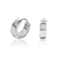 Silver Octagon Hoop Earring