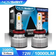 Novsight N12Y H11 H9 H8 3000K Yellow Light 10000LM 72W Car LED Headlight Car Light Bulb Conversion  