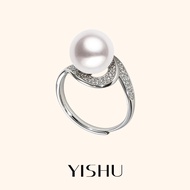 YISHU | แหวนไข่มุกขนาดใหญ่หรูหรา S925 เงินสเตอร์ลิง