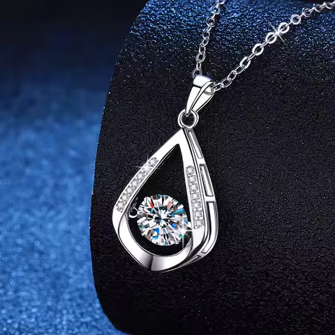 luxury 18K white gold and platinum PT950 necklace for women cross-border moissanite drop pendant 1 c